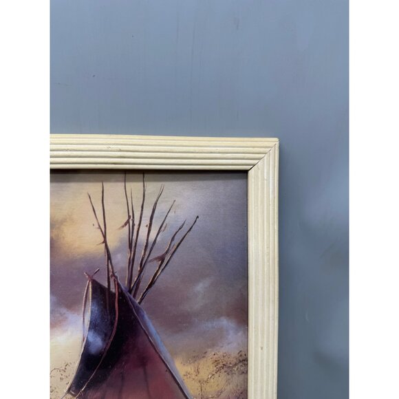 Native American Landscape Art Print  Wooden Frame By H. Fleming 21.5x17.5" READ - Picture 8 of 11